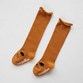 Baby Non-Slip Over The Knee Soft Cotton High Tube Socks (Color: Brown, Size/Age: S (0-1Y))