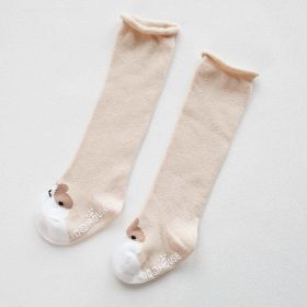 Baby Non-Slip Over The Knee Soft Cotton High Tube Socks (Color: Khaki, Size/Age: S (0-1Y))