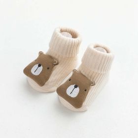 Baby Cartoon 3D Doll Patched Pattern Non-Slip Floor Socks (Color: Beige, Size/Age: XS (0-6M))