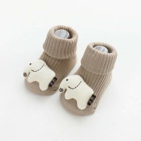 Baby Cartoon 3D Doll Patched Pattern Non-Slip Floor Socks (Color: Khaki, Size/Age: M (1-3Y))