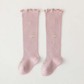 Baby Solid Color Wooden Ear Design Over Knee Socks In Autumn (Color: pink, Size/Age: M (1-3Y))