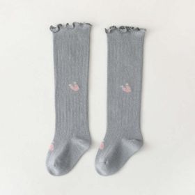 Baby Solid Color Wooden Ear Design Over Knee Socks In Autumn (Color: Grey, Size/Age: M (1-3Y))