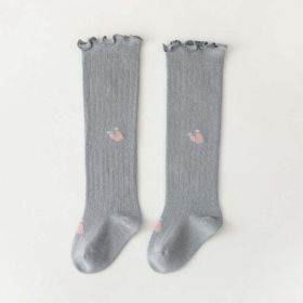 Baby Solid Color Wooden Ear Design Over Knee Socks In Autumn (Color: Grey, Size/Age: S (6-12M))