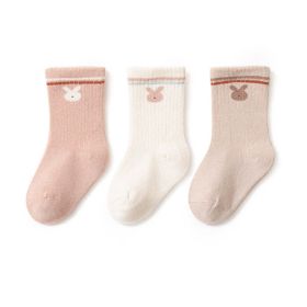 Baby Cute Print Pattern Mid-Tube Cotton Socks In Spring Autumn (Color: pink, Size/Age: M (1-3Y))