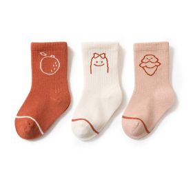 Baby Cute Print Pattern Mid-Tube Cotton Socks In Spring Autumn (Color: Red, Size/Age: M (1-3Y))