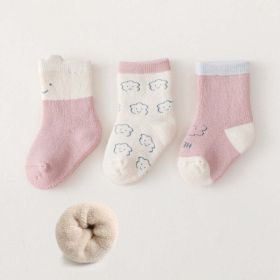 Baby Cartoon Print Pattern Thickened Soft Cotton Socks (Color: White, Size/Age: L (3-5Y))