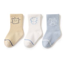 Baby Cute Print Pattern Mid-Tube Cotton Socks In Spring Autumn (Color: White, Size/Age: L (3-5Y))