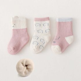 Baby Cartoon Print Pattern Thickened Soft Cotton Socks (Color: White, Size/Age: XS (0-6M))