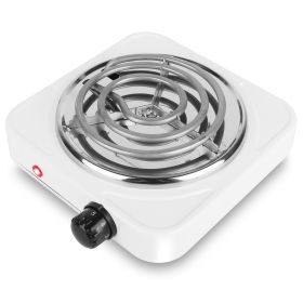 1000W Electric Single Burner Portable Coil Heating Hot Plate Stove Countertop RV Hotplate with Non Slip Rubber Feet 5 Temperature Adjustments (Type: Single Burner, Color: White)