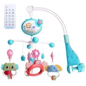 Baby Musical Crib Bed Bell Rotating Mobile Star Projection Nursery Light Baby Rattle Toy with Music Box Remote Control (Color: blue)