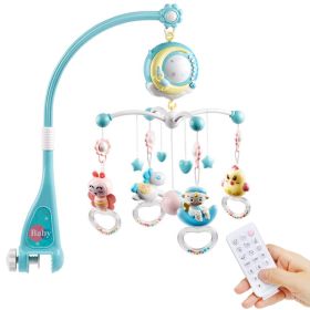 Baby Musical Crib Bed Bell Rotating Mobile Star Projection Nursery Light Baby Rattle Toy (Color: blue)