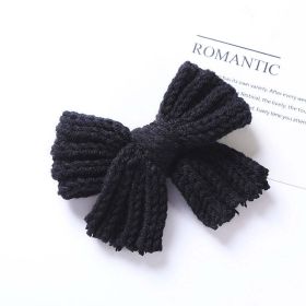 Baby Solid Color Big Knitted Bow Handmade Hairpin (Color: BLACK, Size/Age: Average Size (0-8Y))