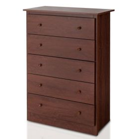 Functional Storage Organized Dresser with 5 Drawer (Color: Brown)