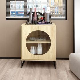 Storage Cabinet with Glass Door, Sideboard Buffet Cabinet for Kitchen,Dining Room (Color: Natural)