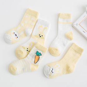 Cotton breathable male and female baby socks (Size: S, Color: yellow)