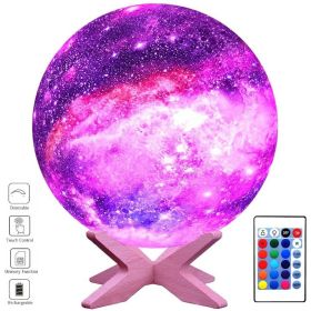 3D Printing Galaxy Lamp Moonlight USB LED Night Lunar Light Touch Color Changing Moon Lamp (Size: 18cm)