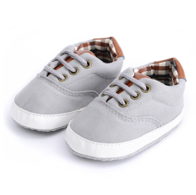 Solid color casual lace soft bottom baby canvas shoes baby shoes toddler shoes (Size: 12cm, Color: light gray)