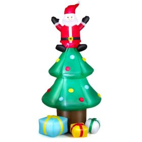 Christmas Decorations And Party Christmas Decor Inflatable W/ LED Lights (Size: 7 Ft, Color: Red & Green)