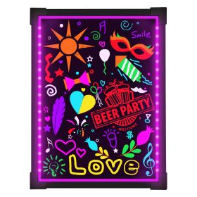 LED Message Sign Board- Erasable Writing Drawing Neon Sign with 8 Colorful Markers - Perfect for Children;  Back to School;  Home;  Office;  Restauran (Size: 1216)