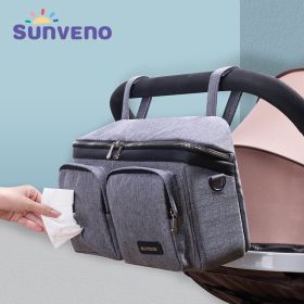 SUNVENO Universal Stroller Organizer Super Large Capacity, 2-in-1 Baby Stroller Organizer Waterproof Insulated Cup Holder Inside, Shoulder Bag & Strol (Size: L, Color: Gray)