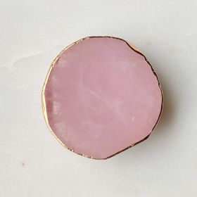 Golden Edge Natural Stone Device Grip (Color: Pink Crystal)