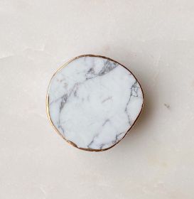 Golden Edge Natural Stone Device Grip (Color: White Marble)