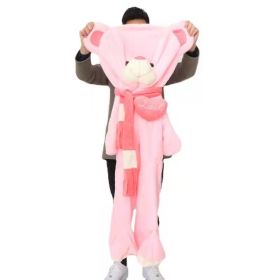 80-200cm Giant Teddy Skin Plush Toy Soft Big Animal Love Scarf Bear Empty Baby Cushion Pillow Kids Doll Children Girl Gifts (Color: pink skin, Height: 120cm)