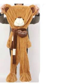 80-200cm Giant Teddy Skin Plush Toy Soft Big Animal Love Scarf Bear Empty Baby Cushion Pillow Kids Doll Children Girl Gifts (Color: dark brown skin, Height: 120cm)