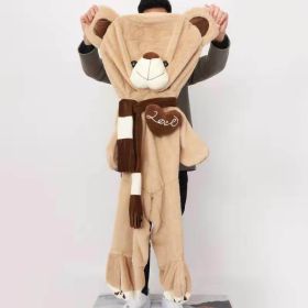 80-200cm Giant Teddy Skin Plush Toy Soft Big Animal Love Scarf Bear Empty Baby Cushion Pillow Kids Doll Children Girl Gifts (Color: light brown skin, Height: 160cm)