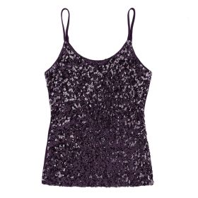 Sequins Women Vest Tops Fashion Shimmer Flashy Embellished Halter Neck Sleeveless Tank Tops for Night Clubwear Stage Performance (Size: One Size, Color: Type B - Purple)