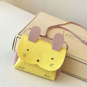 Rabbit Purses Bag Baby Kids Girls PU Leather Shoulder Bag (Color: yellow)