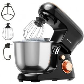 5.3 Qt Stand Kitchen Food Mixer 6 Speed with Dough Hook Beater (Color: BLACK)