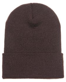 Yupoong 1501 Adult Cuffed Knit Beanie (Size: OS, Color: Brown)