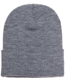 Yupoong 1501 Adult Cuffed Knit Beanie (Size: OS, Color: HEATHER GREY)