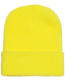 Yupoong 1501 Adult Cuffed Knit Beanie (Size: OS, Color: SAFETY YELLOW)