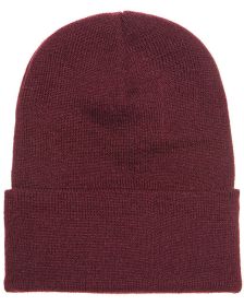 Yupoong 1501 Adult Cuffed Knit Beanie (Size: OS, Color: MAROON)