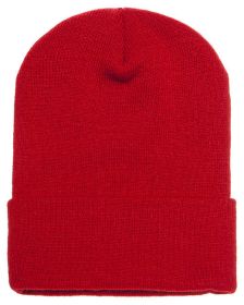 Yupoong 1501 Adult Cuffed Knit Beanie (Size: OS, Color: Red)