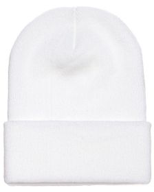 Yupoong 1501 Adult Cuffed Knit Beanie (Size: OS, Color: White)