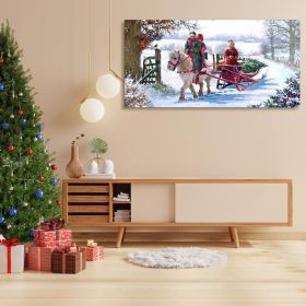 Framed Canvas Wall Art Decor Painting For Chrismas, Kids Riding White Horse Chrismas Gift Painting For Chrismas Gift (Color: as Pic)