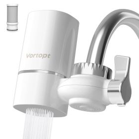 Vortopt Faucet Water Filter for Sink - NSF Certified Water Purifier for Faucet, 400 Gallons Faucet Mount Tap Water Filtration System for Kitchen (Color: White)