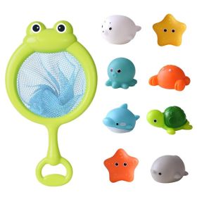 Baby Cute Induction Luminous Animal Bath Toys Bathtub Colorful LED Lighting Toys Waterproof for Toddler Infant Boys Girls Gift (Varients: Set E ( 8 pcs & Net ))