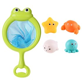 Baby Cute Induction Luminous Animal Bath Toys Bathtub Colorful LED Lighting Toys Waterproof for Toddler Infant Boys Girls Gift (Varients: Set D ( 4 pcs & Net ))