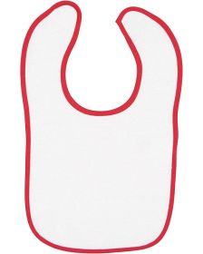 Infant Contrast Trim Terry Bib - WHITE/ KELLY - OS (Size: OS, Color: WHITE/ RED)