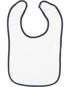 Infant Contrast Trim Terry Bib - WHITE/ KELLY - OS (Size: OS, Color: WHITE/ NAVY)