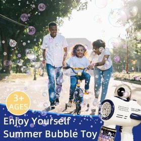 Bubble Gun, Space Bubble Machine For Kids Toddlers, Leak Proof Design, Automatic Bubble Blower Maker With Light And Bubble Solution (Color: blue)