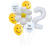 7pcs White Number Balloons Daisy Birthday Smile Face Latex Balloons Wedding Decoration Kids Birthday Party Supply