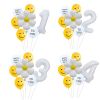 7pcs White Number Balloons Daisy Birthday Smile Face Latex Balloons Wedding Decoration Kids Birthday Party Supply