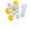 7pcs White Number Balloons Daisy Birthday Smile Face Latex Balloons Wedding Decoration Kids Birthday Party Supply