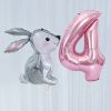 2Pcs 40Inch Large Rose Gold Number Cut Jungle Gray Rabbit Balloons Baby Shower Globos Wedding Birthday Party Decoration Kid Toys