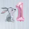 2Pcs 40Inch Large Rose Gold Number Cut Jungle Gray Rabbit Balloons Baby Shower Globos Wedding Birthday Party Decoration Kid Toys